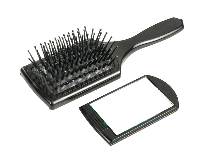 Comair Mini Paddle Brush mit herausziehbarem Spiegel, 7-reihig, Nylonstifte